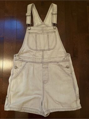 Zara Light Gray Denim Short Overalls